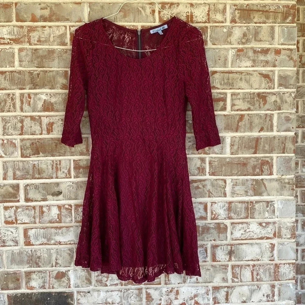Fishbowl Berry Lace Fit And Flair Dress